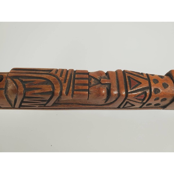 VINTAGE Peru TARKA Flute, 20" Hand carved wood Folk Art Flute Traditional Music - Picture 7 of 9